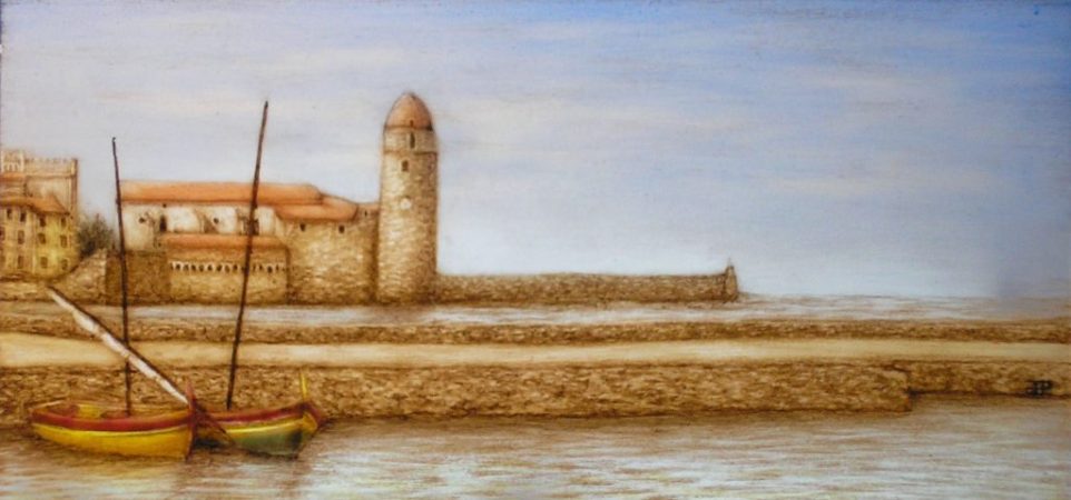 peinture sur verre vue de Collioure