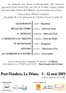 programme de l'exposition Les créateurs pour la Table